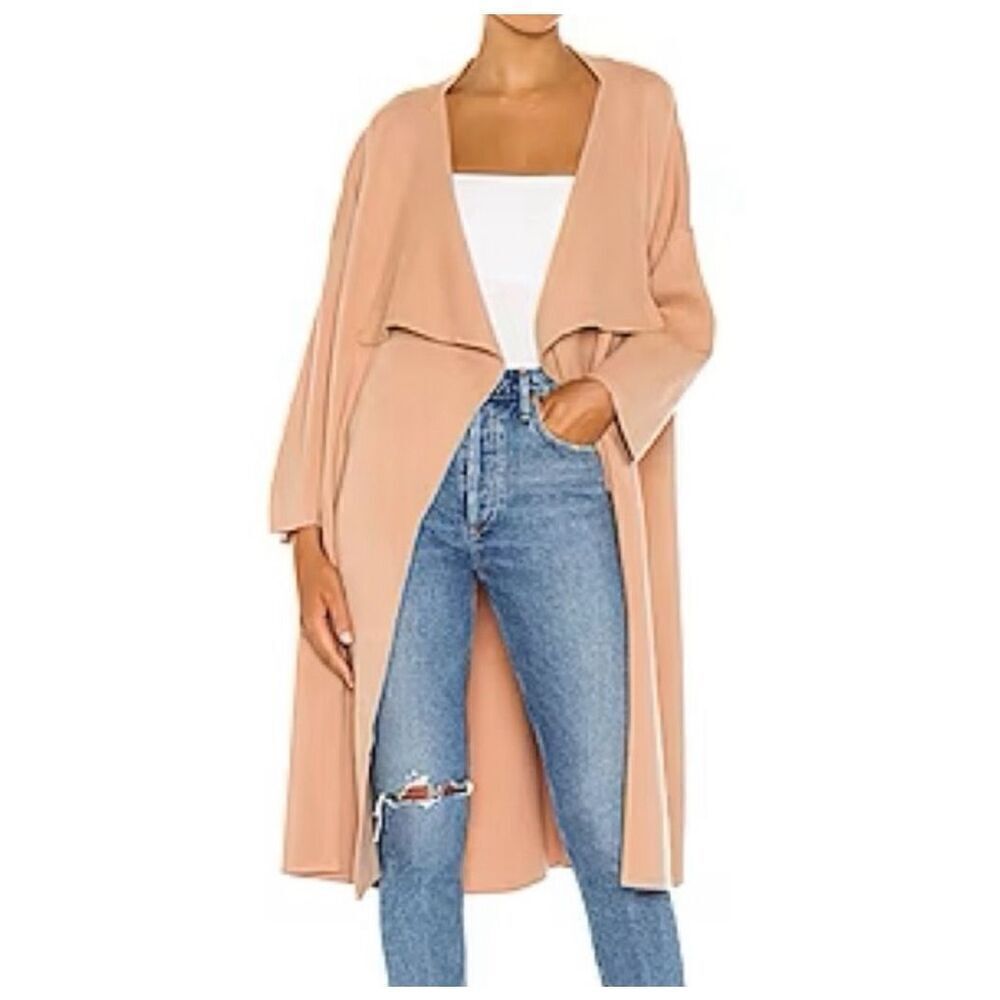 Alice+Olivia Hester rose tan oversized knit ribbed XS/S coat